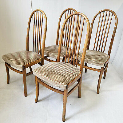 Baumann Suite de 4 chaises Bistrot Baumann Bois & Skaï Rouge Vintage 50's Mid-Century 