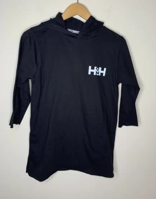 HDMH Mens Small Jersey Hoodie 3/4 Sleeve Black Height Doesn't Measure Heart