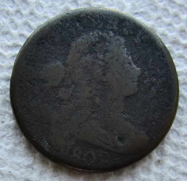 1802 1C BN Draped Bust Copper Large Cent Full Date Shows VG Detail Corroded