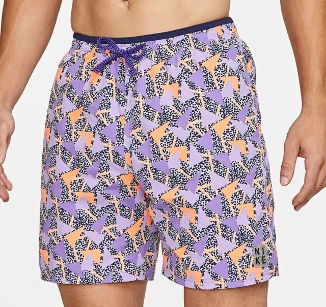 Nike Vibe Icon 7" Volley Swim Shorts Purple Orange NESSC459-593 Men's NWT