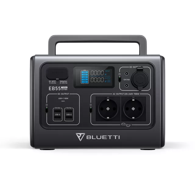 Estación de energía BLUETTI LiFePO4 EB55 537Wh 700W generador solar Vanlife camping