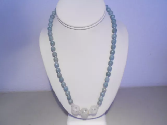 16mmx16mm white jade layer balls/blue nephrite jade necklace/silver clasp