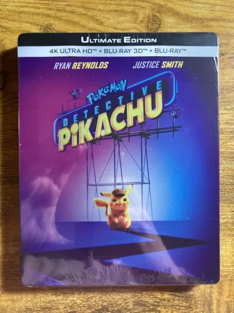 Pokémon Detective Pikachu w/ Steelbook (4K UHD + 3D Blu-ray + Blu-ray) *NEW*