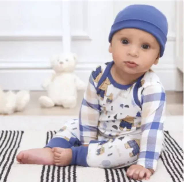 Baby Boy  Lot. Infant,3-6months. caps, Romper, Muslin Swaddle &giraffe Teether