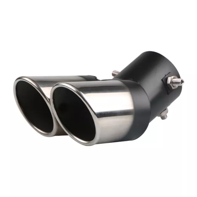 Dual Outlet Car Auto Exhaust Tip Slant Cut Stainless Steel Muffler Black+Silver