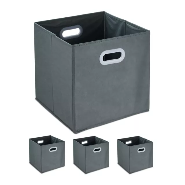 Cajas almacenaje grises tela Set de 4 cestas plegables baño Cajones estantería
