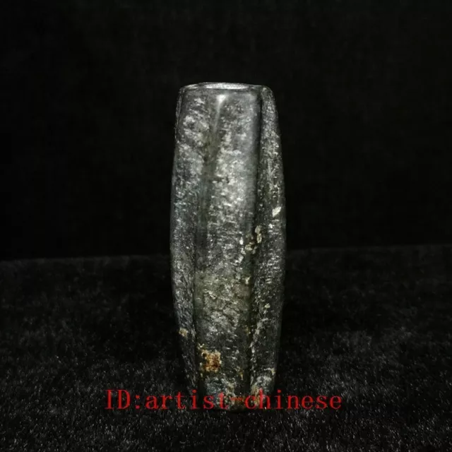 2.3 inch Old China Hongshan Culture Black Magnet Jade Carving Pendant Collection