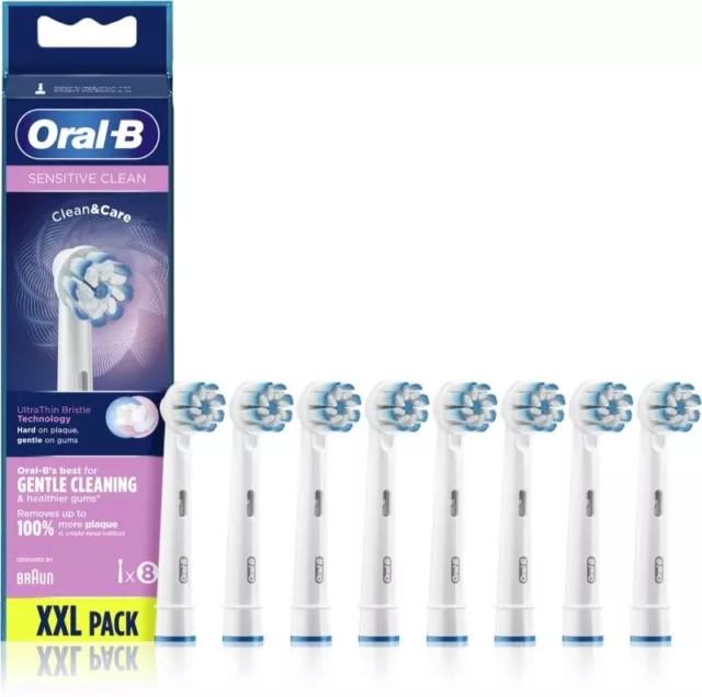 Pack 8 Brossettes Oral B Sensitive Clean & Care Têtes Brosse à Dents Électrique