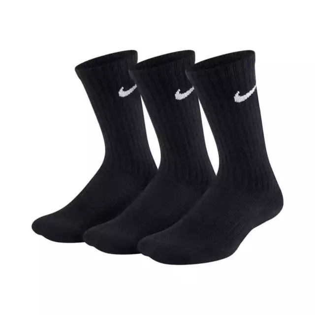 Nike SB Kids Skate Everyday Performance Cushioned Crew Training Socks Black Whit