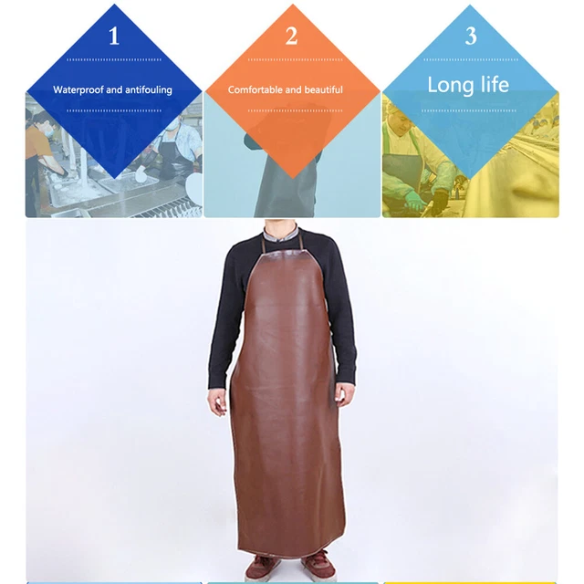 Random Color Leather Waterproof Adult Anti-dirt Oil Proof Solid Apron Work Shop