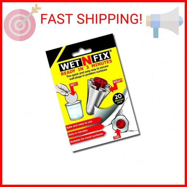 WETNFIX (20 Discs) - Fixing Wall Anchors Fast! Ideal for Loose Wall fixtures Suc