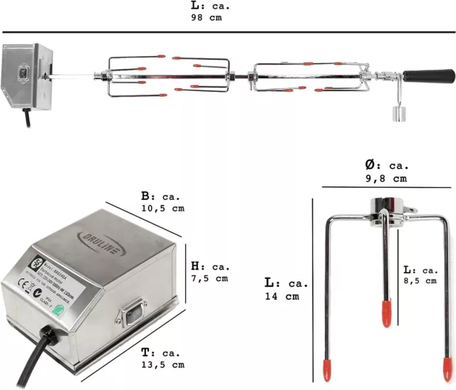 Asador Set, 83 CM Plato Giratorio para Parrilla de Gas Carbón Barbacoa 3