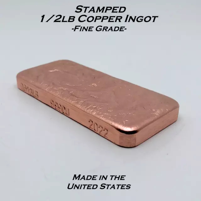 Fine Copper Ingot - XRF Analyzer Verified .999Cu Purity - 1lb