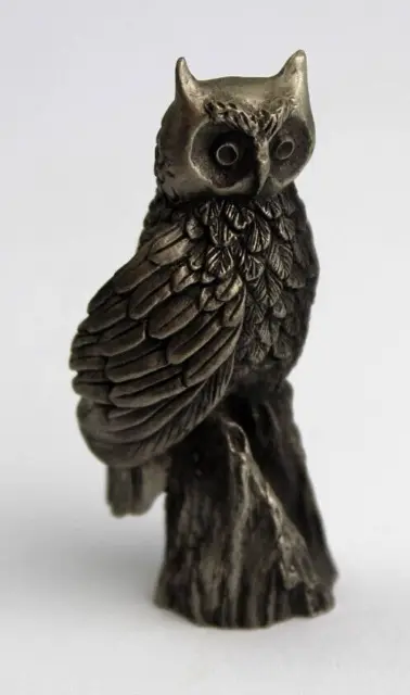 Little Gallery Pewter Owl 1979 Animal Diorama Mini Figurine 2 1/4" Tall