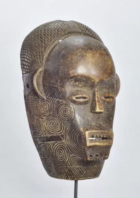 African Art Large decorative wooden  Mputu ou Luluwa Bena Lulua Mask Congo Drc