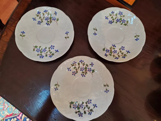 Set Of 3 Bernardaud Limoges France Bluets Nicole Coffee Cups Saucers 2