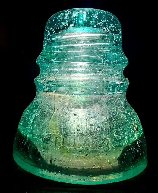 CD 152 Snowy Aqua No. 48 Antique Glass Telegraph Insulator HOOPSKIRT G9