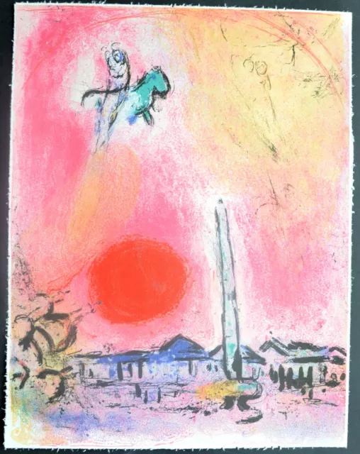 Superbe Lithographie de Marc Chagall  " Place de la Concorde, Regards sur Paris"