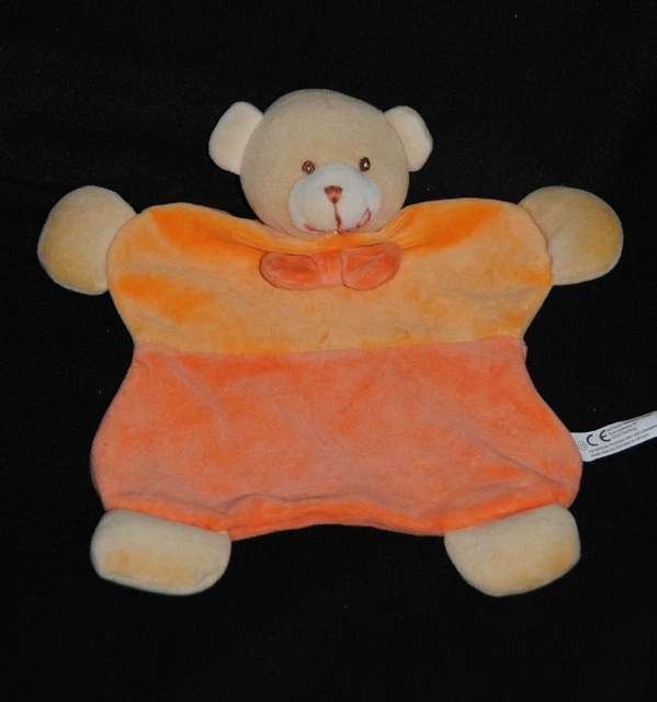 Doudou Plat Ours BIECO Orange Rouge Noeud Papillon Bear TTBE 2 Dispos Peluche