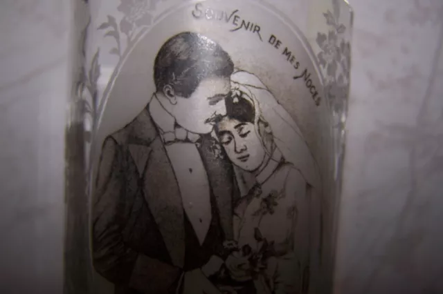 Ancien Verre fin 19ème début 20ème Souvenir de Mariage St louis Baccarat