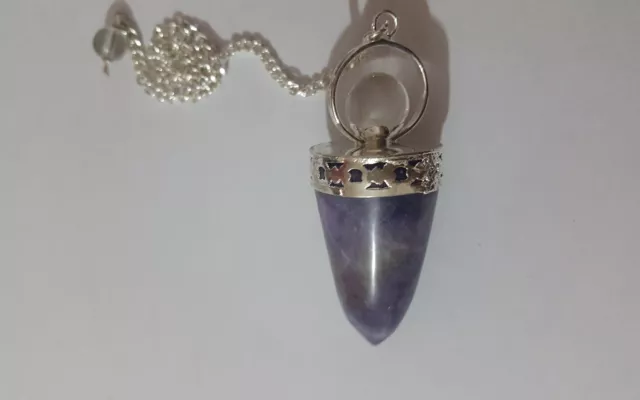 Reiki Energy Charged Natural Amethyst Crystal Quartz Cone Pendulum Uk