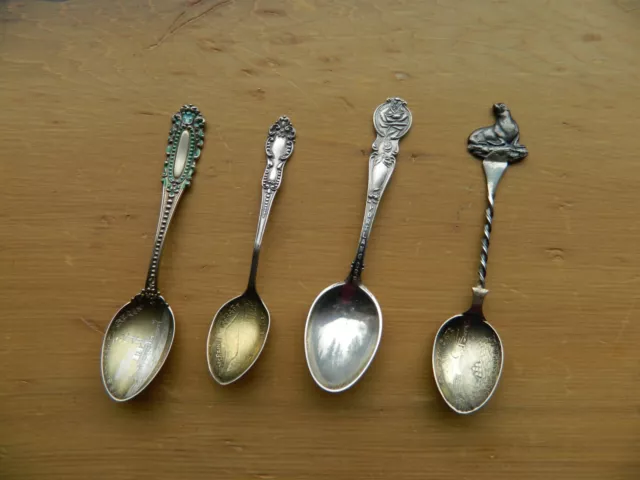 Set of 4 VTG Sterling Silver Demitasse Spoons, Portland, Golden Gate, Mt Rainier