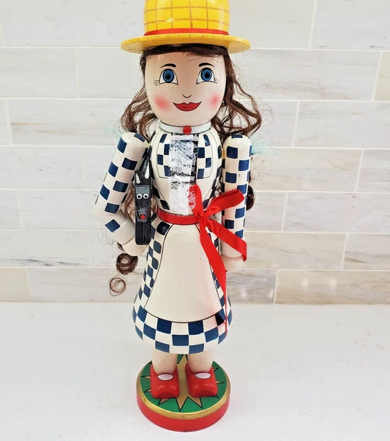 Dorothy Nutcracker with Toto the Dog from Wizard of Oz Wooden Nut Cracker Moves