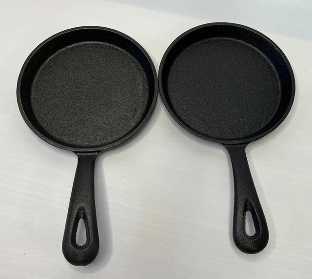 Mini sartén de hierro fundido sartén de 5 pulgadas parrilla para panqueques juego de 2 huevos pequeños usados