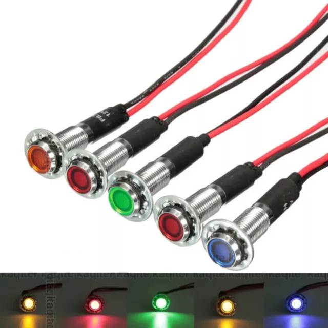 1pc Car Boat Truck DC12V 8mm LED Dash Pilot Panel Indicator Signal Warning Light