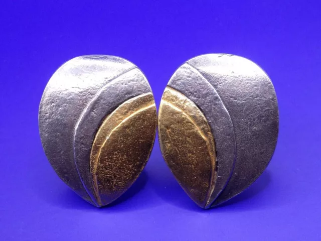 Pair Of 1000 Grade Solid Sterling Silver Clip On Earrings.  Unusual & Unique.