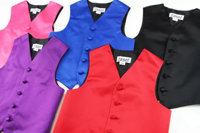 Boys Waistcoat Wedding Tuxedo Pageboy Costume Black Red Blue Purple Pink Vest