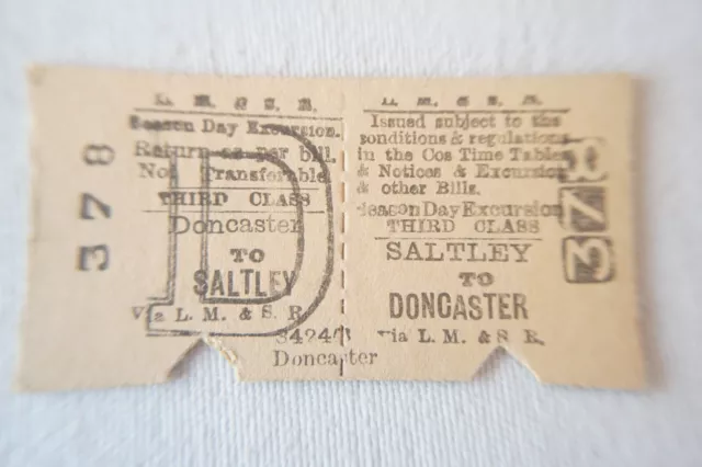 Doncaster to Saltley LMS Railway Train Ticket