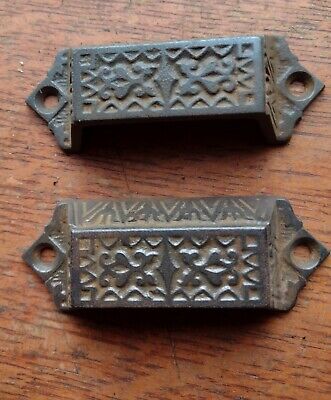 Two Antique Fancy Ornate Victorian Drawer Handles or Pulls c1885