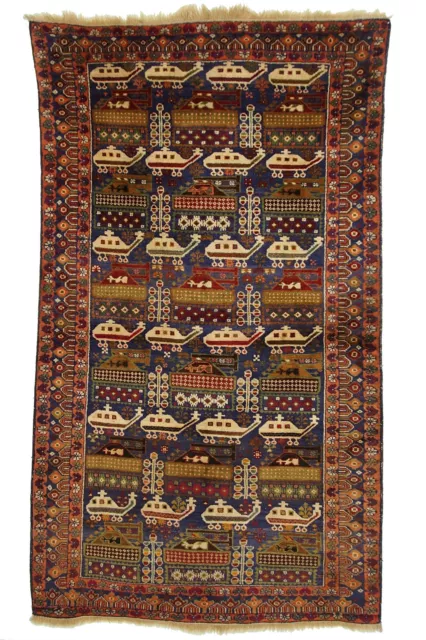 195x111 cm unique genuine old nomadic Afghan War rug Afghanistan Kriegteppich N5