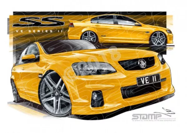 Holden Ve Ii Ss Commodore Hazzard Yellow A3 Framed Print (Hc420)