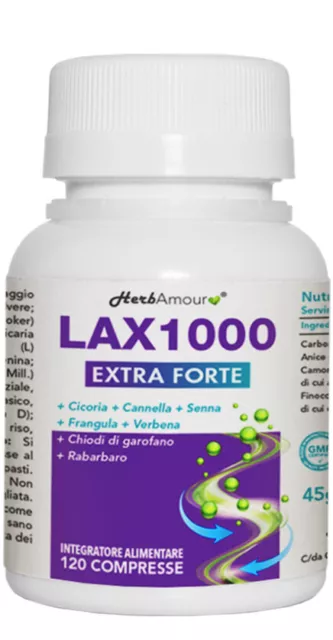 HerbAmour® LAX1000 | Lassativo Forte Naturale I 120 Compresse Ad Alto Dosaggio