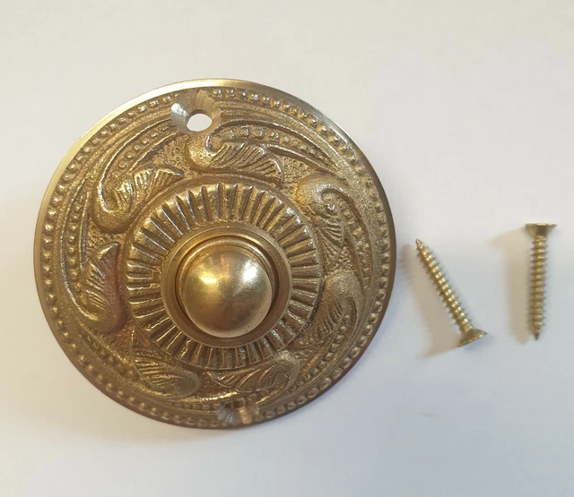 Massiv Messing antik viktorianischer Rokoko-Stil Retro runde Glocke Türknopf