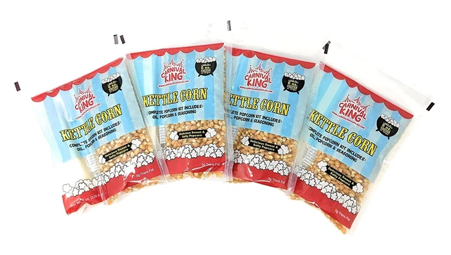 Al in One Kettle Corn Kit for 6 OZ Popper or Larger, 4 Pack