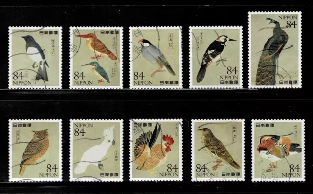Japan 2022 Record of Nature Paintings of Birds 84Y Comp. Used Set Sc# 4569 a-j