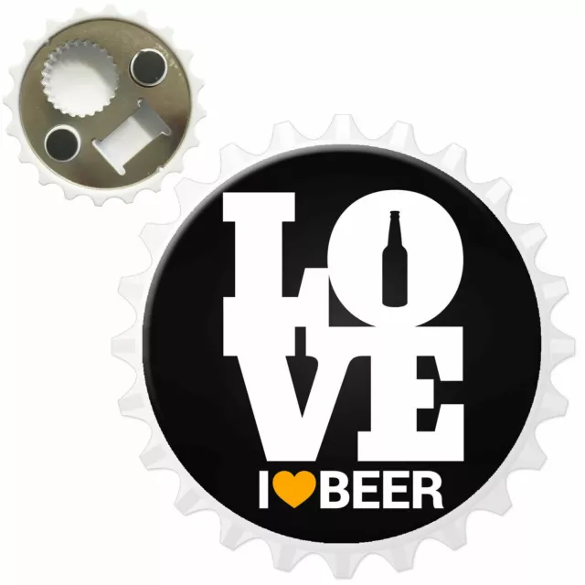 I Love Beer Bottle Opener Fridge Magnet