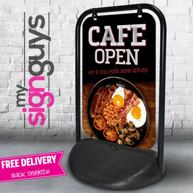Cafe Open Swinger 2 Pavement Sign Outdoor Street Advertising Aboard