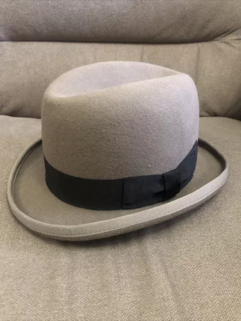 Mens Churchill Homburg Hat Hand Made 100% Wool Hard Top Felt Classic Trilby