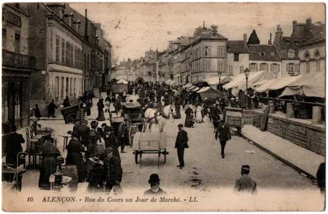 CPA 61 - ALENCON (Orne) - 10. Rue du Cours un jour de marché - LL