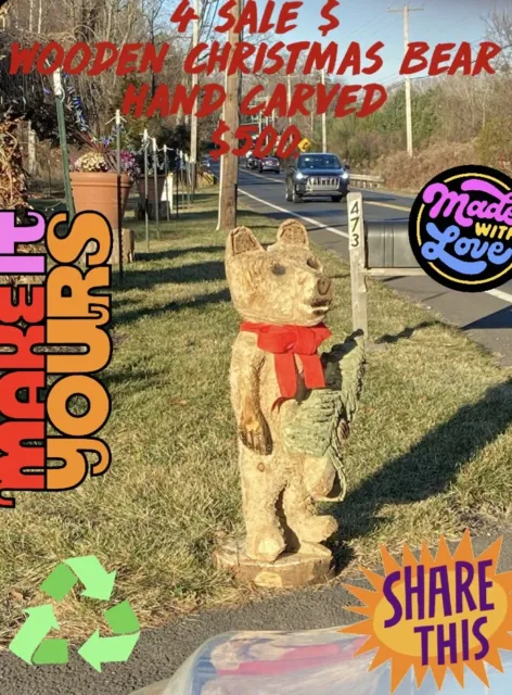 Large 4 Ft chainsaw carved wood bear