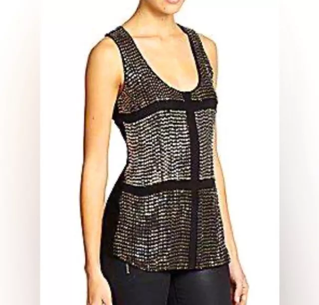 Karina Grimaldi  Black Studded/beaded Tank Top Size L