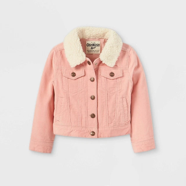 OshKosh B'gosh Toddler Girls' Corduroy Sherpa Collar Jacket - Pink 4T Size 4t