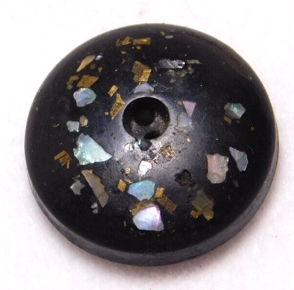 Antique French Pearl Shell Inlay Whistle BUTTON Depose Paris BKMK NICE #J1