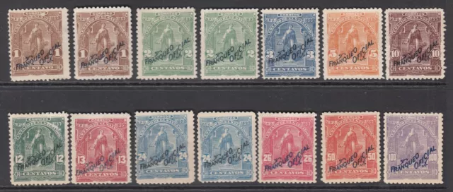 El Salvador: "Franqueo Oficial" Overprinted on Ceres Stamps, Mounted Mint, 1899