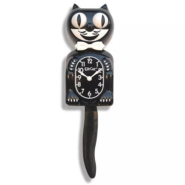 Classic Black Gentleman Kitty Cat Clock 3/4 Size 30s 40s 50s Rockabilly Retro...