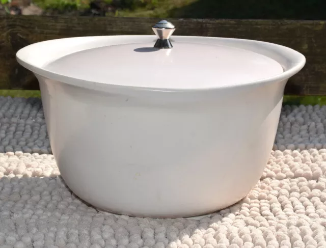 Vintage Mid Century Red Wing Pottery Matte White Lidded Casserole Dish 2 Quart